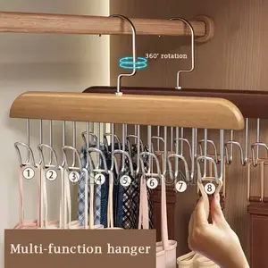 Set of 3 *Wooden Plank Multipurpose 8 Hook Hanger*