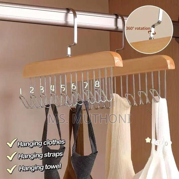 Set of 3 *Wooden Plank Multipurpose 8 Hook Hanger* - thumbnail 4