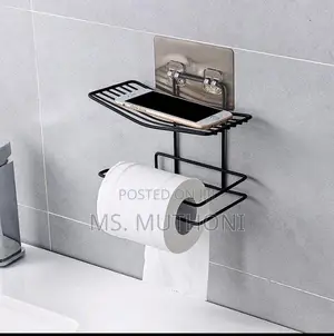 Wall Mounted Wrought Iron Tissue Holder With Adhesive