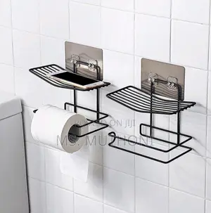 Wall Mounted Wrought Iron Tissue Holder With Adhesive