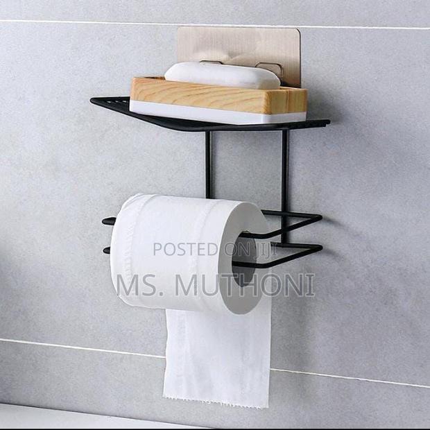 Wall Mounted Wrought Iron Tissue Holder With Adhesive