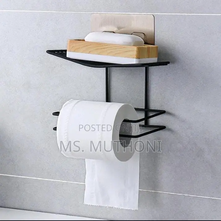 Wall Mounted Wrought Iron Tissue Holder With Adhesive