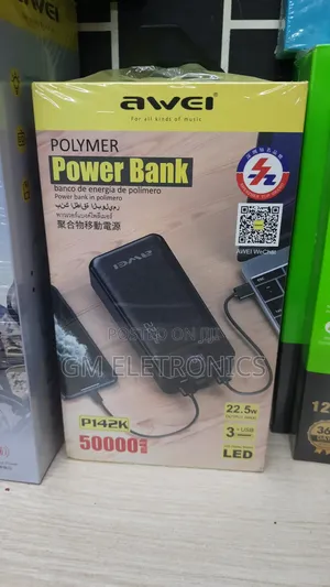 Awei P142K 50,000mah Polymer Powerank 22.5W Fast( Black)