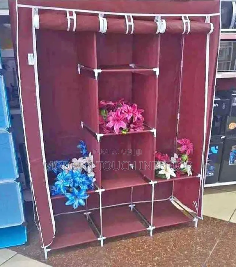 Portable Wooden Wardrobe With Canvas Cover