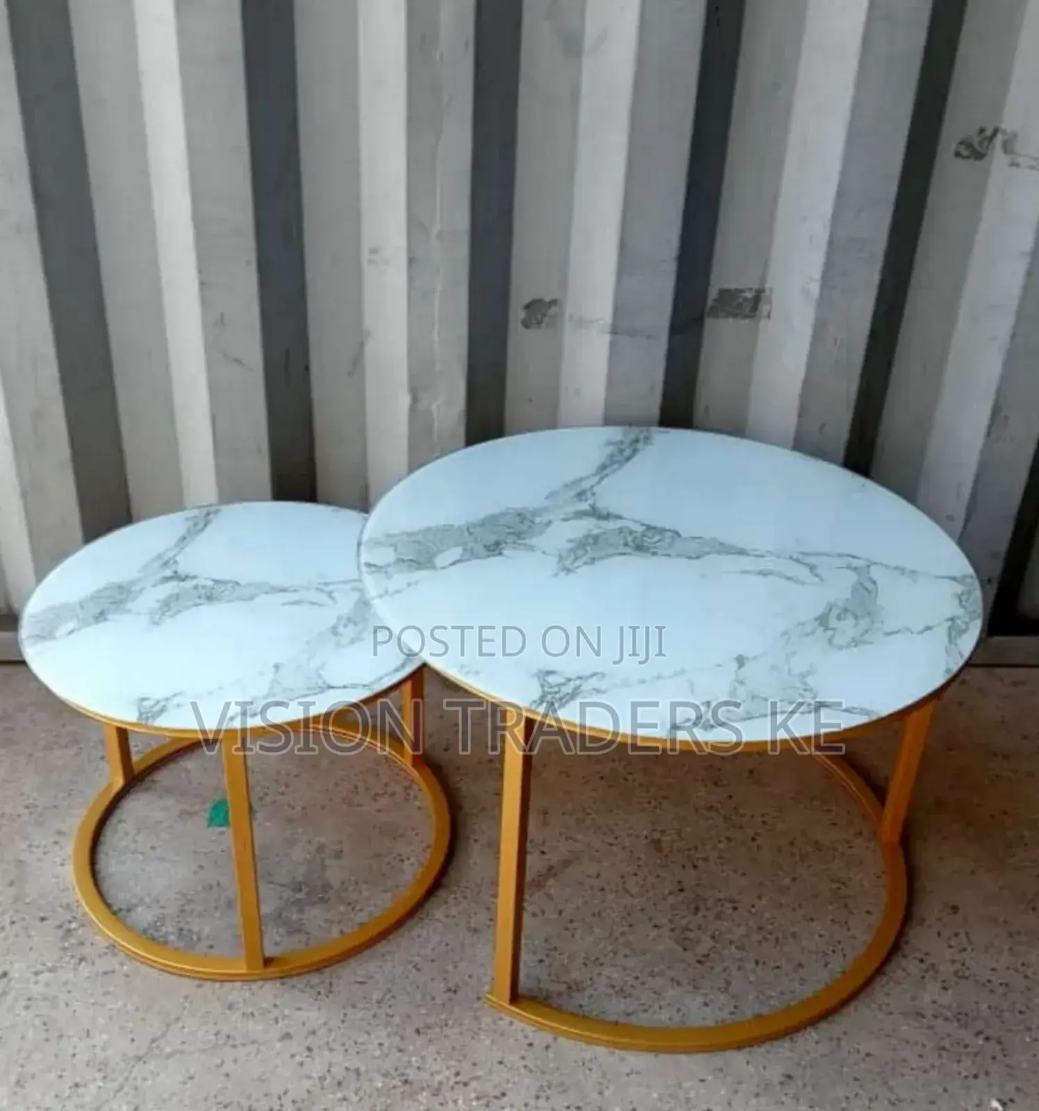 Glass Marble Nesting Table 2pcs.White Glass Nesting Table