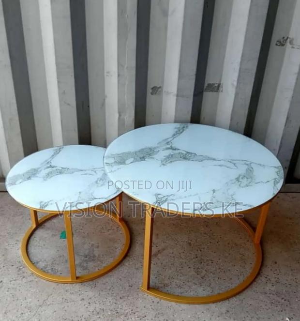 Glass Marble Nesting Table 2pcs.White Glass Nesting Table