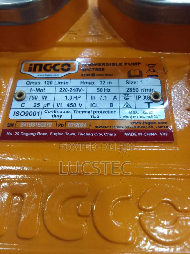 Ingco Spc7508 Submersible Pump 1.0hp - thumbnail 4
