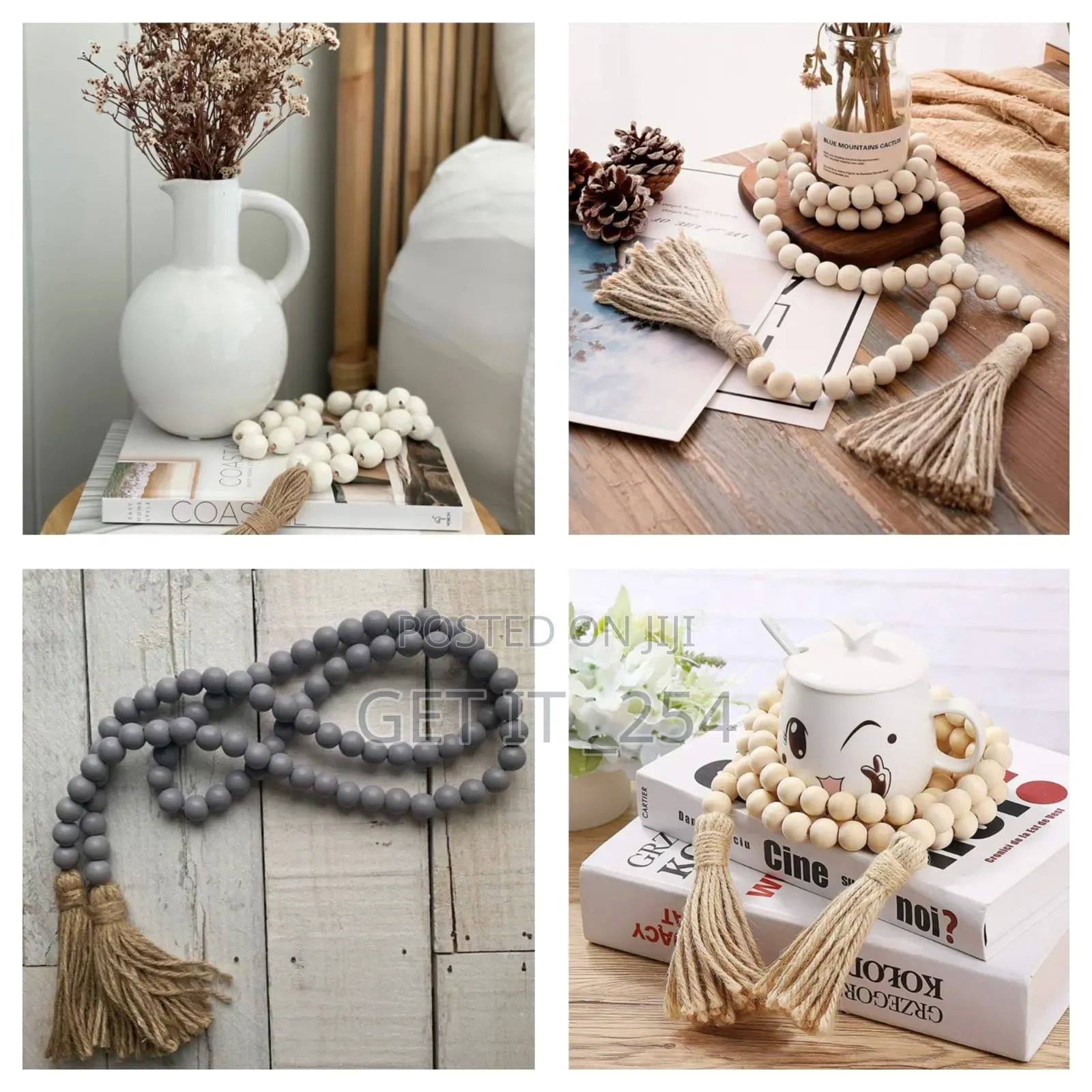 *Wooden Beads/Garland With Tassels/Farmhouse