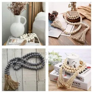*Wooden Beads/Garland With Tassels/Farmhouse