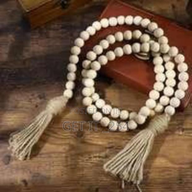 *Wooden Beads/Garland With Tassels/Farmhouse - thumbnail 4