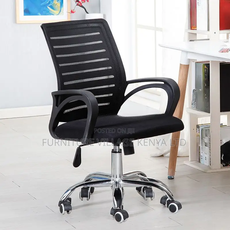 Mid-Back Home Office Swivel Mesh Desk Chair (In Black)