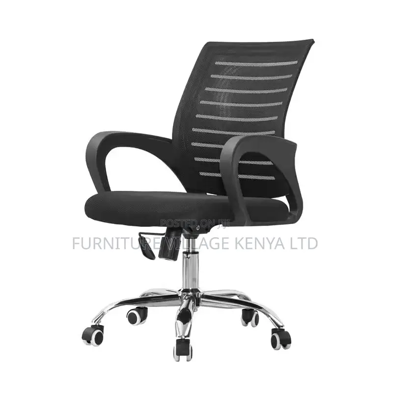 Mid-Back Home Office Swivel Mesh Desk Chair (In Black)