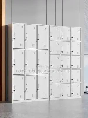 9-Locker Steel Office Storage Cabinet in Gray