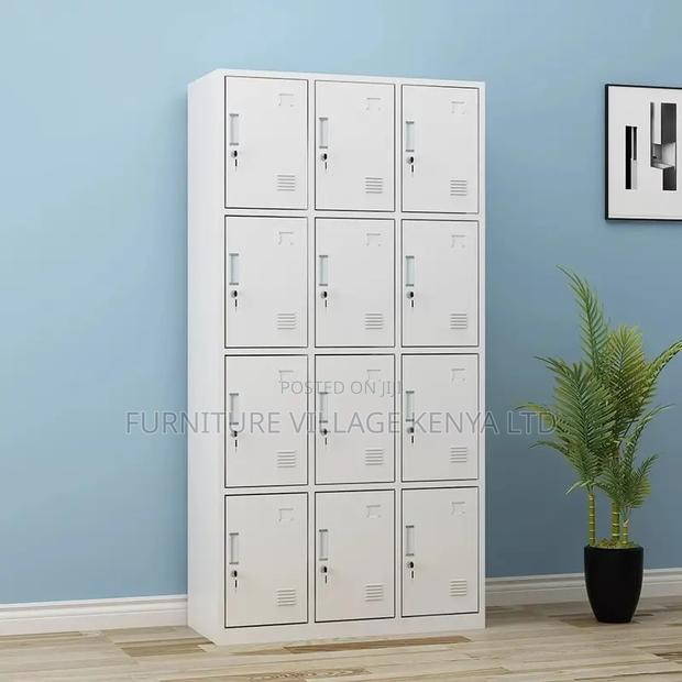 12-Locker Metallic Office Storage Cabinet