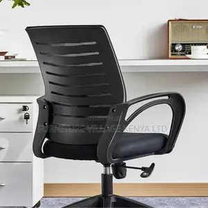 Ergonomic Black Fabric/Upholstered Study Chair With Rollers
