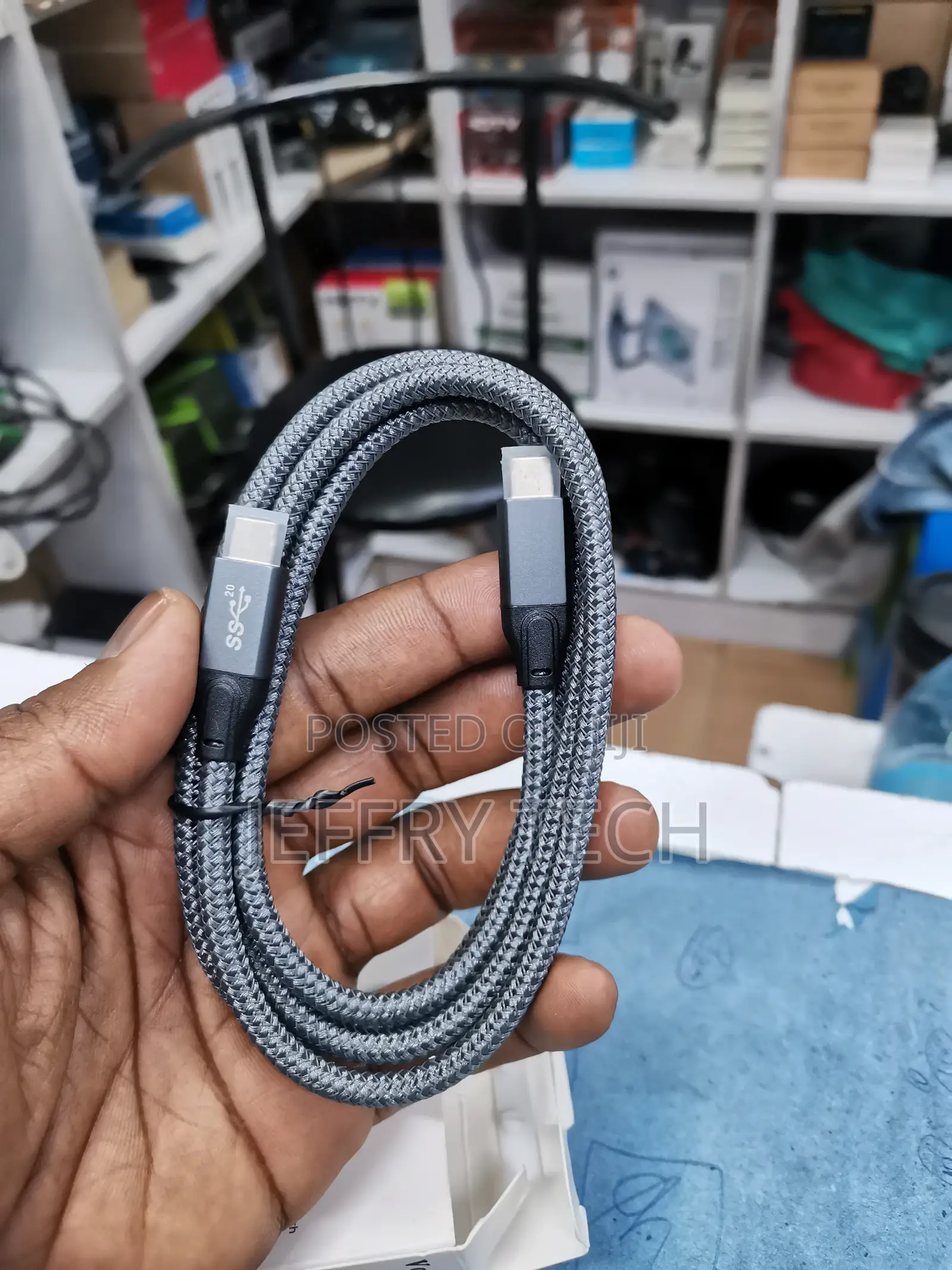 1mtr Charger Cord Power Wire USB-C to Usb C Braided