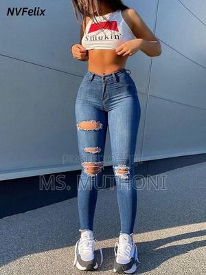 High Waist Ripped Jeans - thumbnail 2
