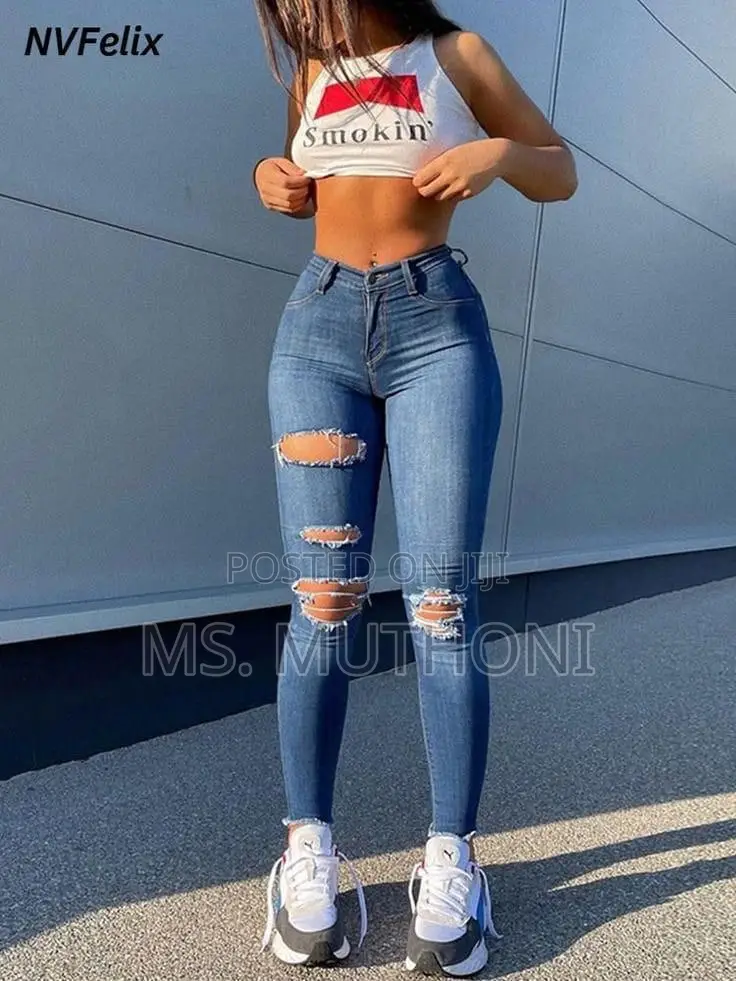 High Waist Ripped Jeans
