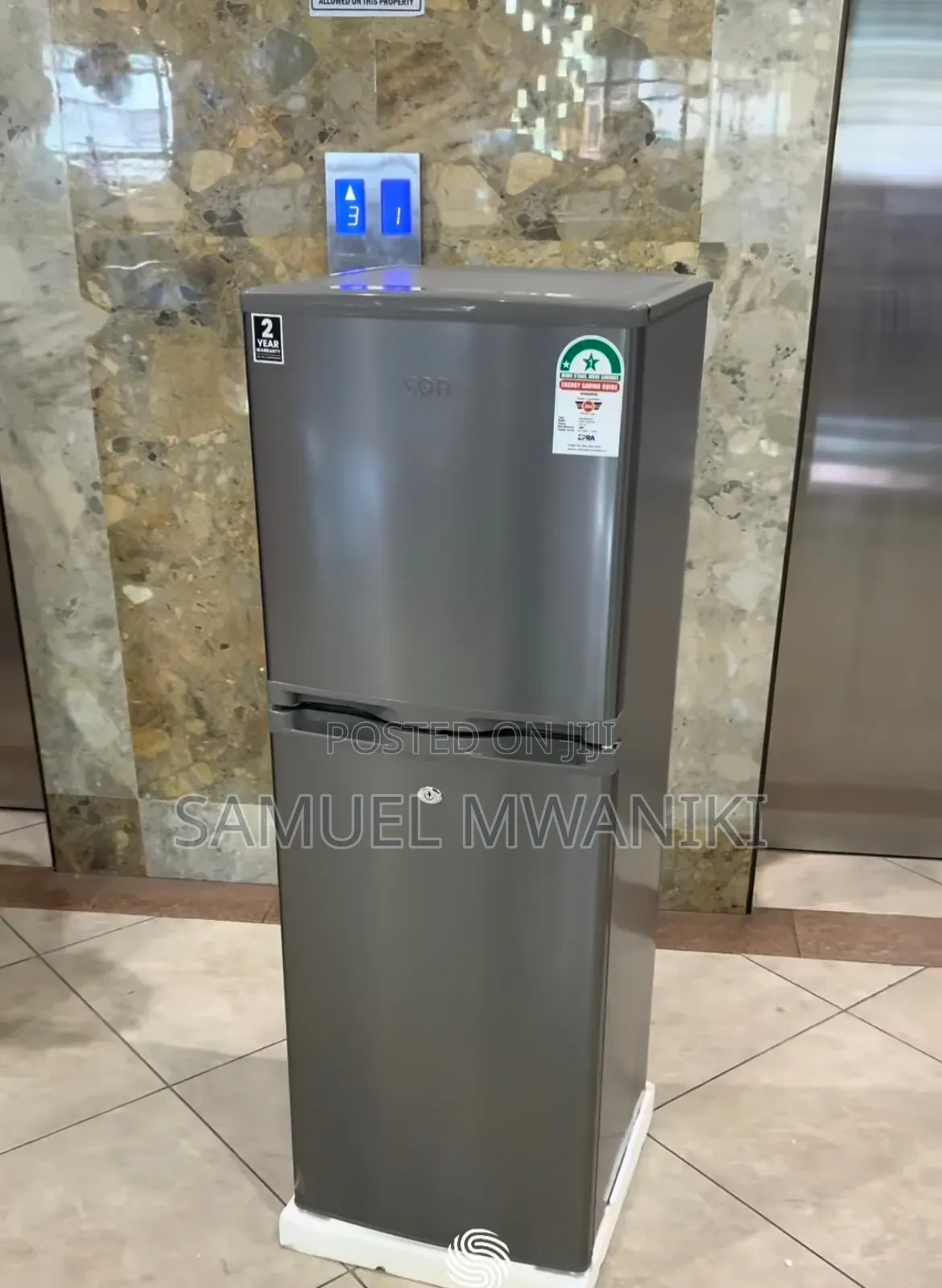 Von 144L Double Door Refrigerator - Direct Cool