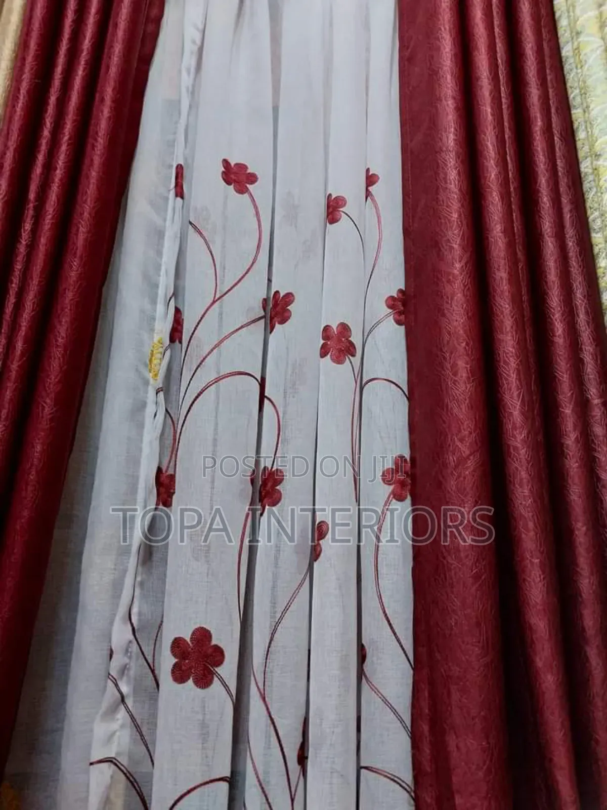 Plain Soft Maroon Door Curtains for Privacy