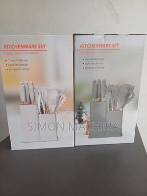 Black and Gray Silicone Kitchenware Set/19 Piece Spoons - thumbnail 2