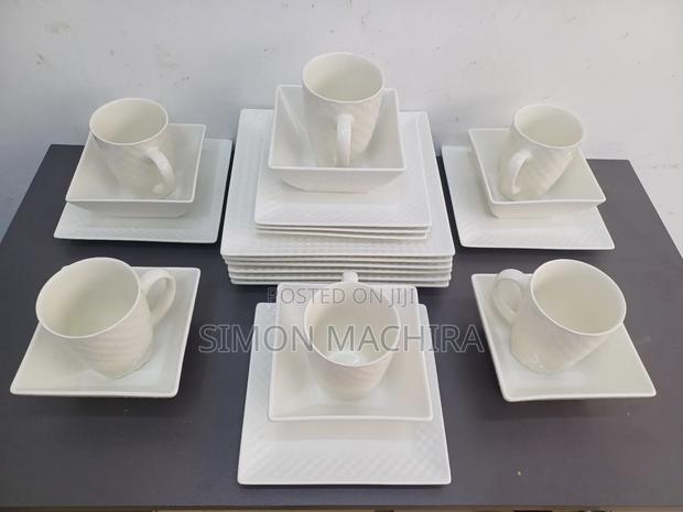 White 24 Pieces Square Dinner Set