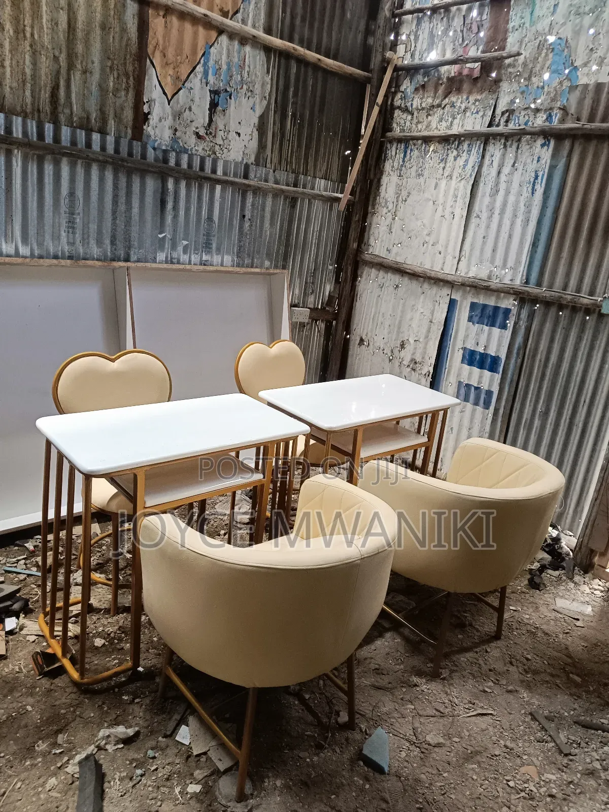 Manicure Sets, 2 Sets Cream and Marble Tables.