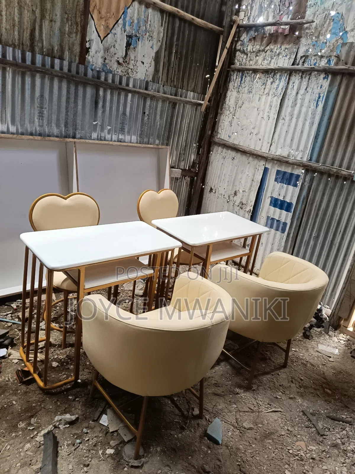 Manicure Sets, 2 Sets Cream and Marble Tables.