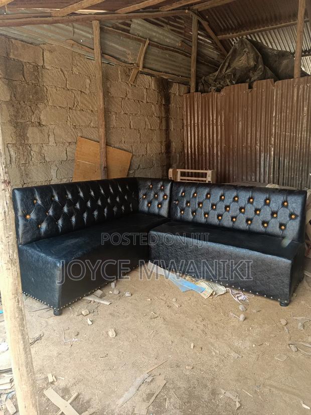 L Shape Restaurant Couch, Black  - thumbnail 3