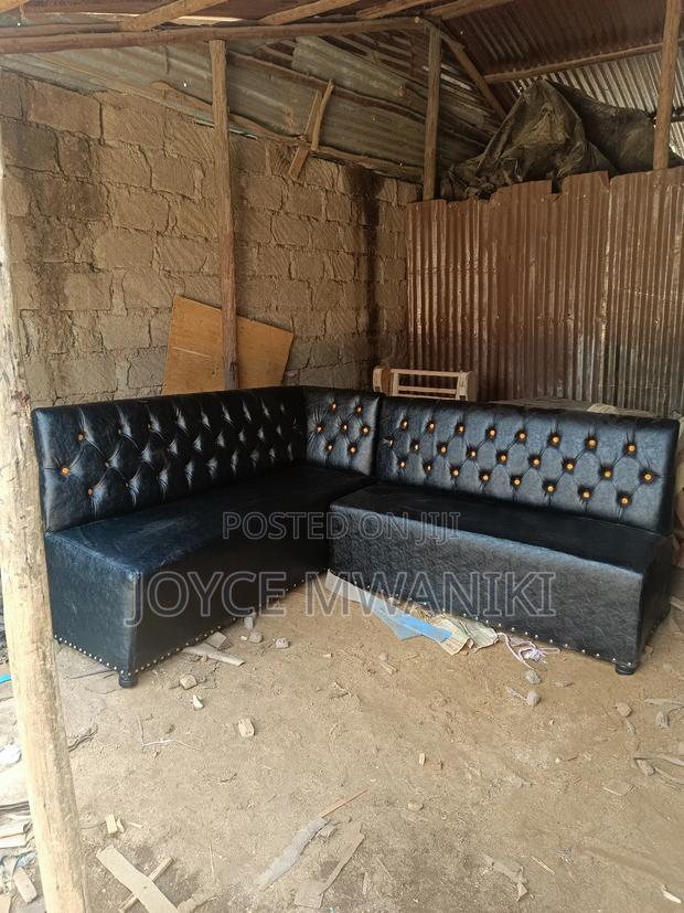 L Shape Restaurant Couch, Black  - thumbnail 4