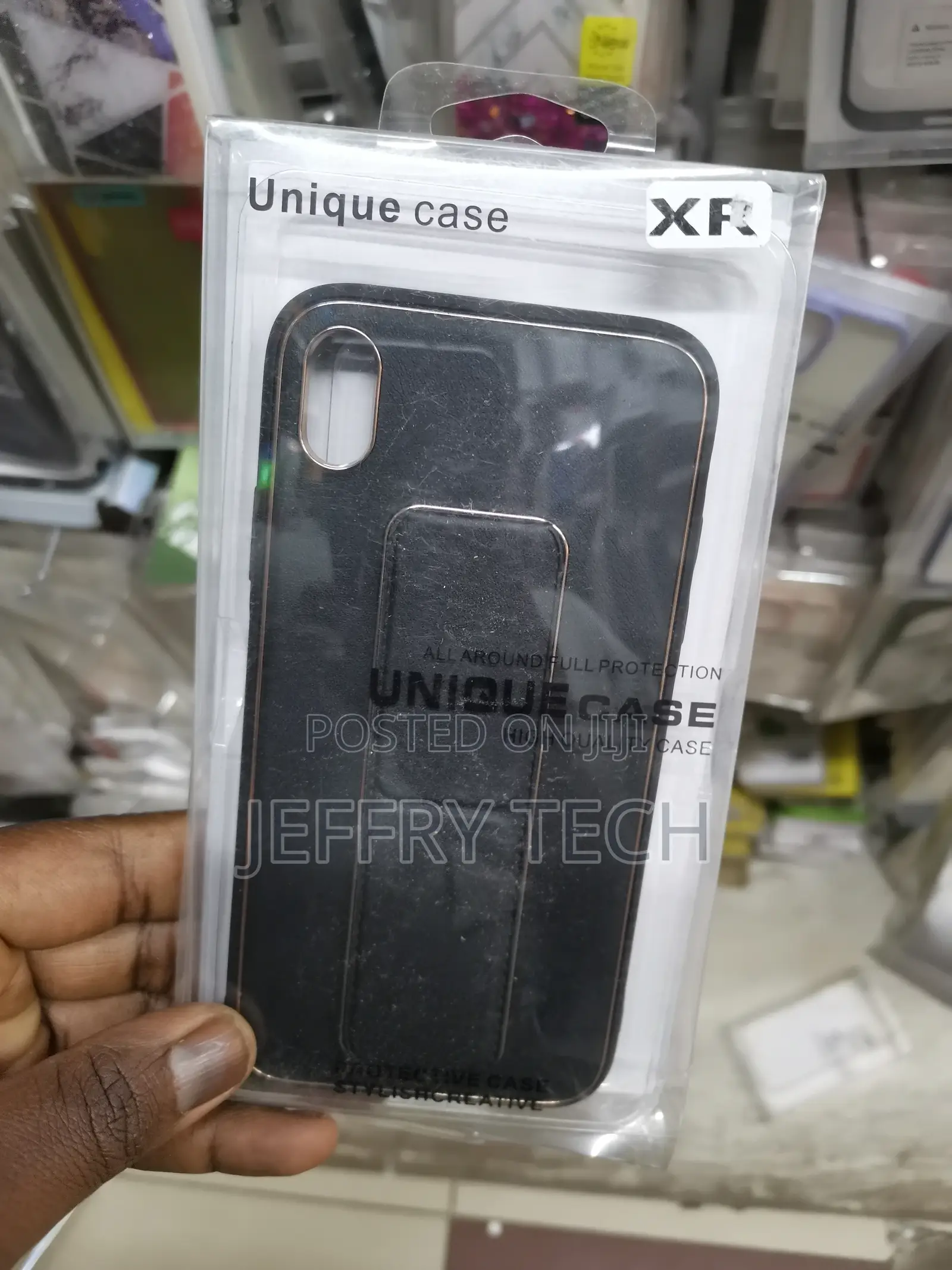 Black XR Leather Wrist Strap Case With Stand