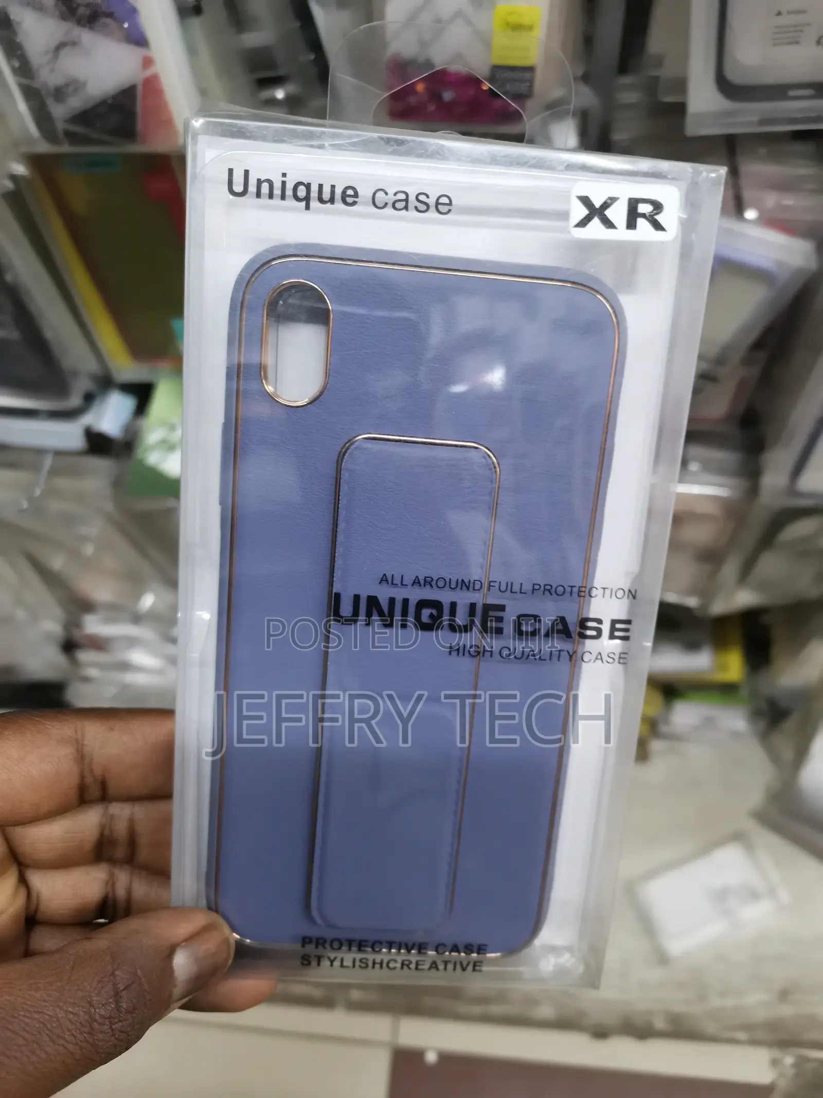Purple XR Leather Wrist Strap Case With Stand