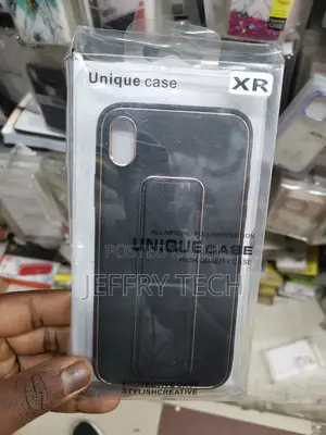 Shiny Balck XR Leather Wrist Strap Case With Stand