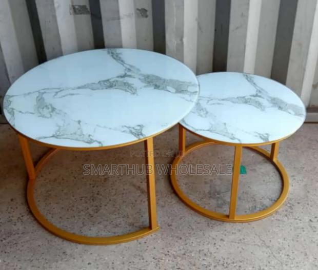 Marble Nesting Coffee Table (Glass Effect) White - main view