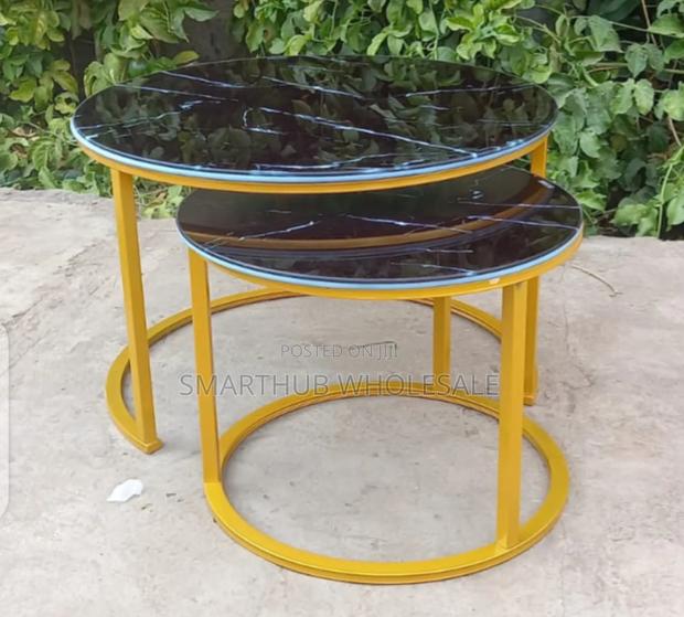 Marble Nesting Coffee Table (Glass Effect) Black