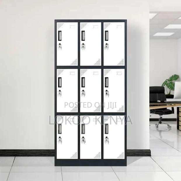 9-Door Locker Cabinet; Industrial Steel Office Cabinet