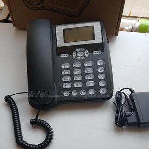 Land-Line Table Phone ~ Black !Sim Card GSM Desktop Phone - thumbnail 2