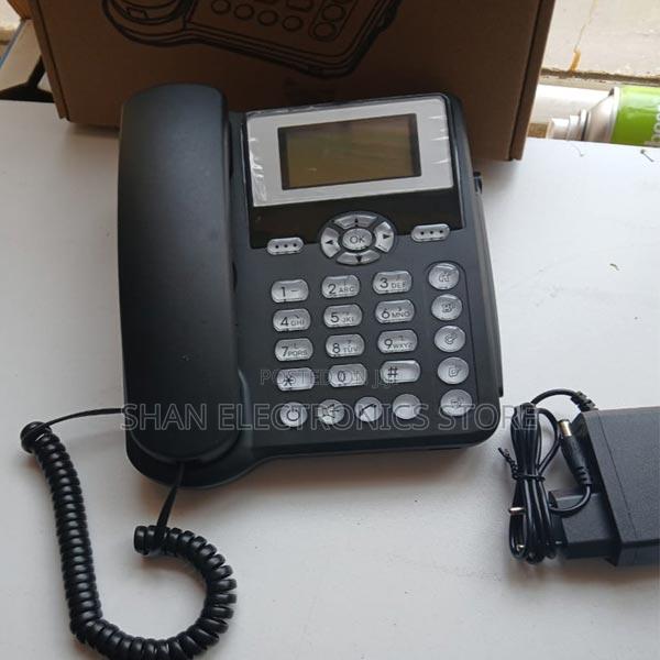 Land-Line Table Phone ~ Black !Sim Card GSM Desktop Phone - main view