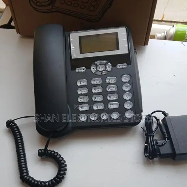 Land-Line Table Phone ~ Black !Sim Card GSM Desktop Phone