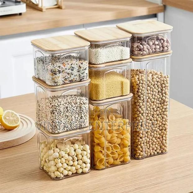 8pcs Airtight Storage Container With Bamboo Lid