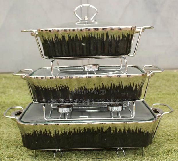 3pc Ceramic Chaffing Dishes/Porcelain Service Dish - thumbnail 3