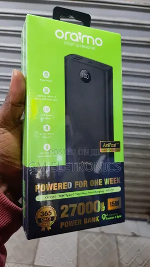 New Oraimo Traveler 3 Byte 27000 Mah Powerbank(Black)