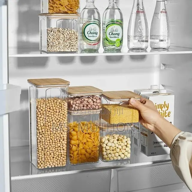 8pcs Airtight Acrylic Food/Pantry Containers W/ Bamboo Lid