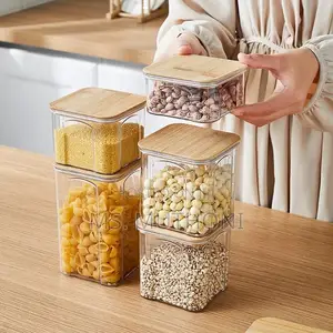 8pcs Airtight Acrylic Food/Pantry Containers W/ Bamboo Lid