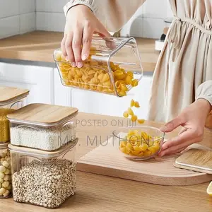 8pcs Airtight Acrylic Food/Pantry Containers W/ Bamboo Lid