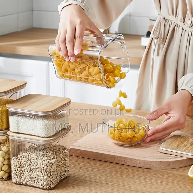 8pcs Airtight Acrylic Food/Pantry Containers W/ Bamboo Lid