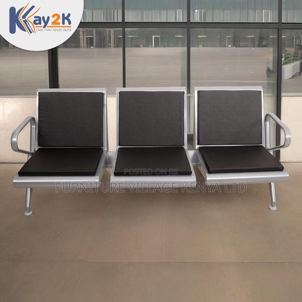 Reception Bench, Three Seater Waiting Room Chair in Black