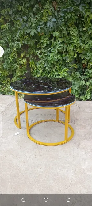 Marble Nesting Coffee Table(Glass Effect)Black