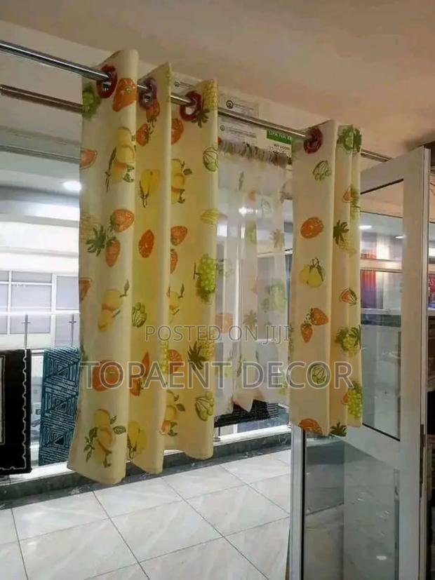 Cream Kitchen Door and Window Curtains - main view