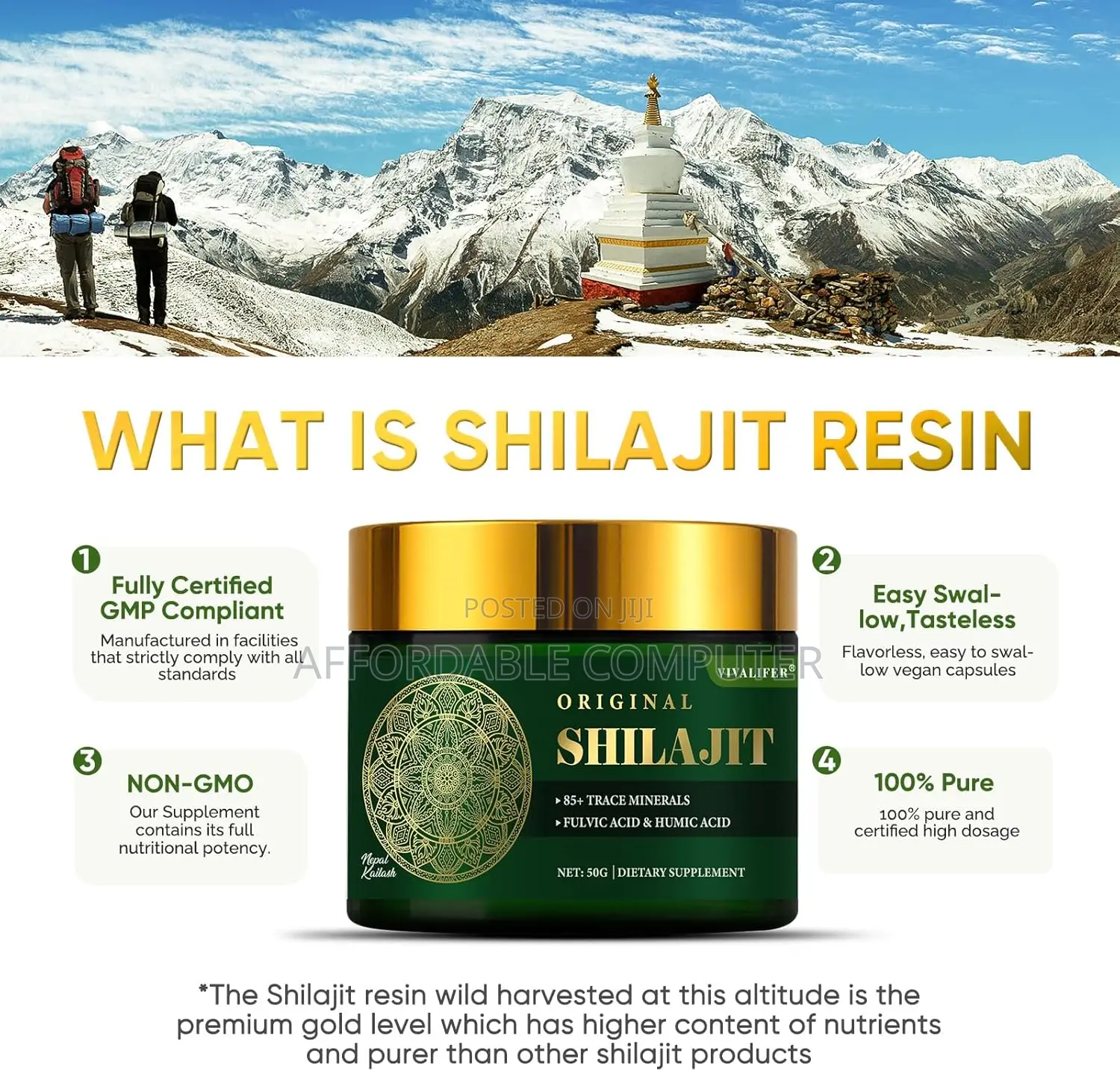 50g Himalayan Shilajit Resin Supplement, 85+ Trace Mineral